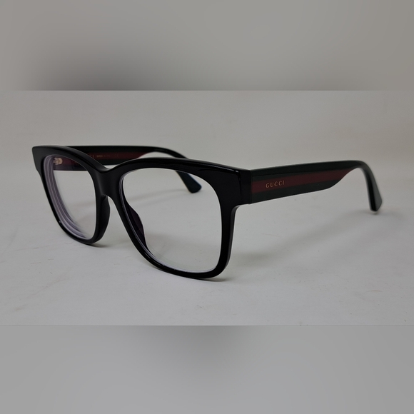 Gucci Women's Eyeglasses Glasses Unisex Black Striped GG0342OS 004 56-18-150 - Picture 16 of 16